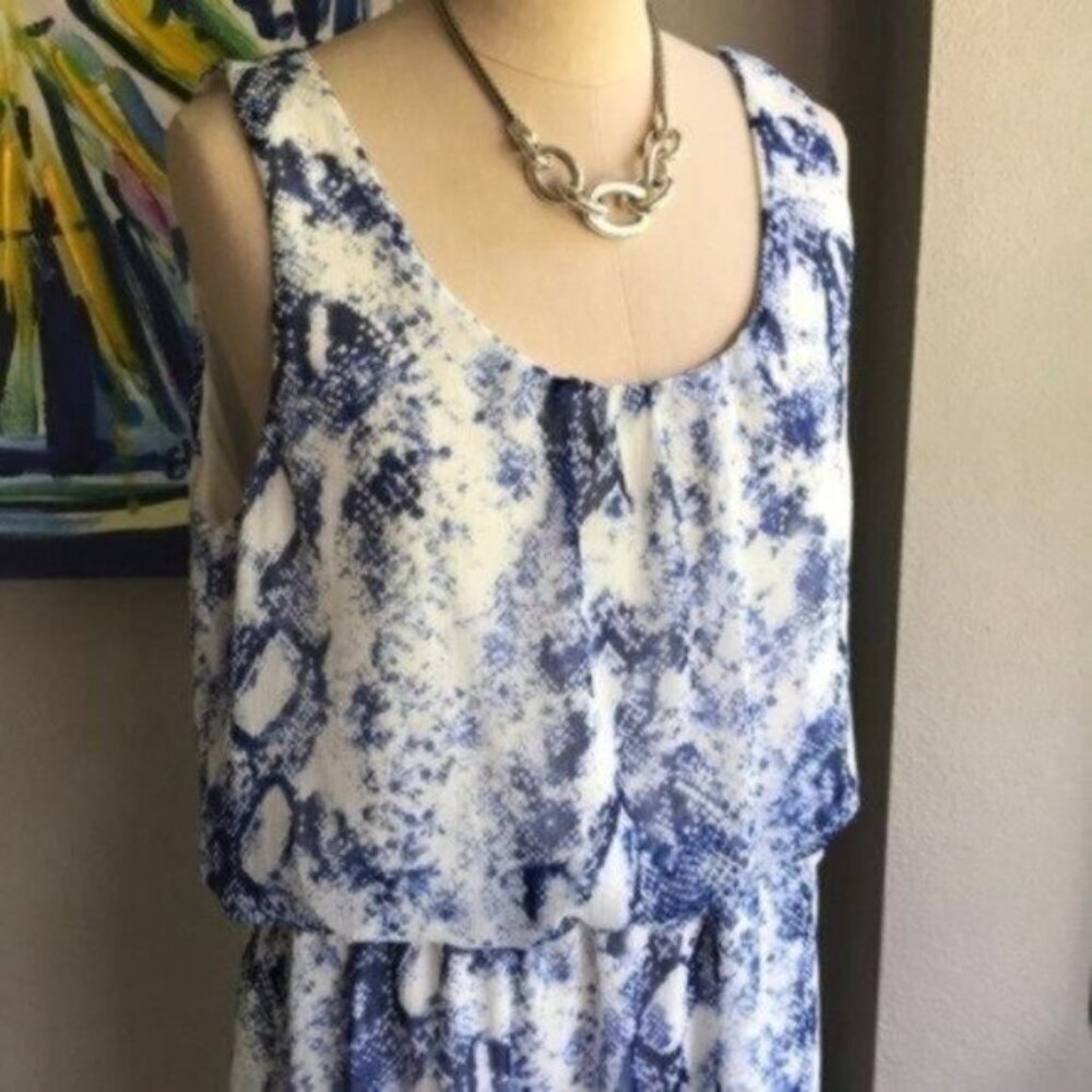 Bar III Summer Blue & White Belted Dress - Picture 3 of 5